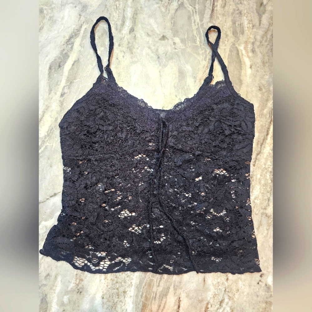 Ava & Ever Black Floral Lace Cami Top Size 8 – Sheer Festival Layering Tank